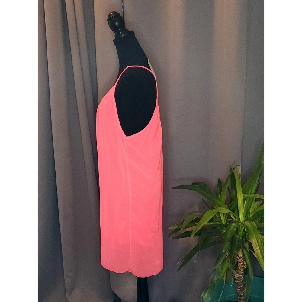 Hot Pink Crochet Lattice Racerback Mini Shift Dress Summer Beach Coverup L - Picture 4 of 7